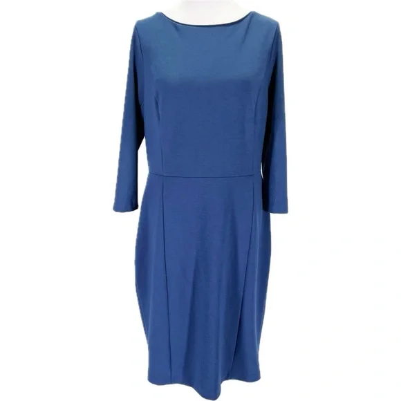 White House Black Market | Dresses | Whbm Ponte Knit Royal Sheath Dress 34  Sleeve Boat Neckline Stretch | Poshmark